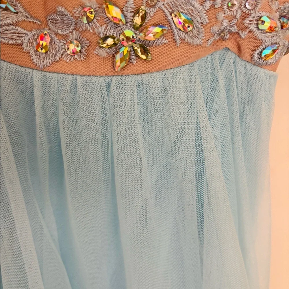 Elegant Light Blue 2 Piece Embellished Prom Dress - Picture 3 of 5